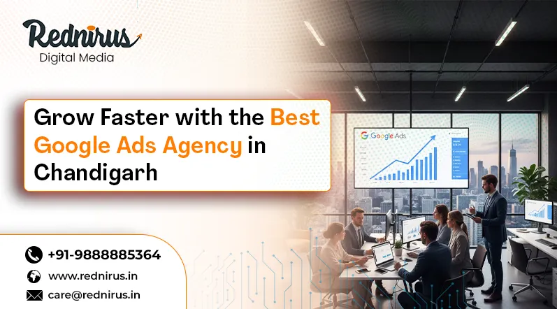 A marketing team reviewing Google Ads campaign strategies in Chandigarh.